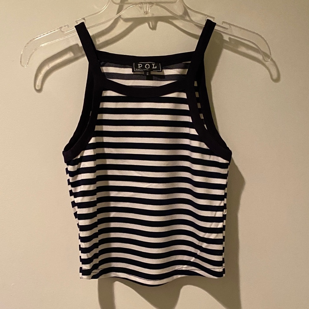 POL Black and White Striped Tank Top Women's Small NWOT